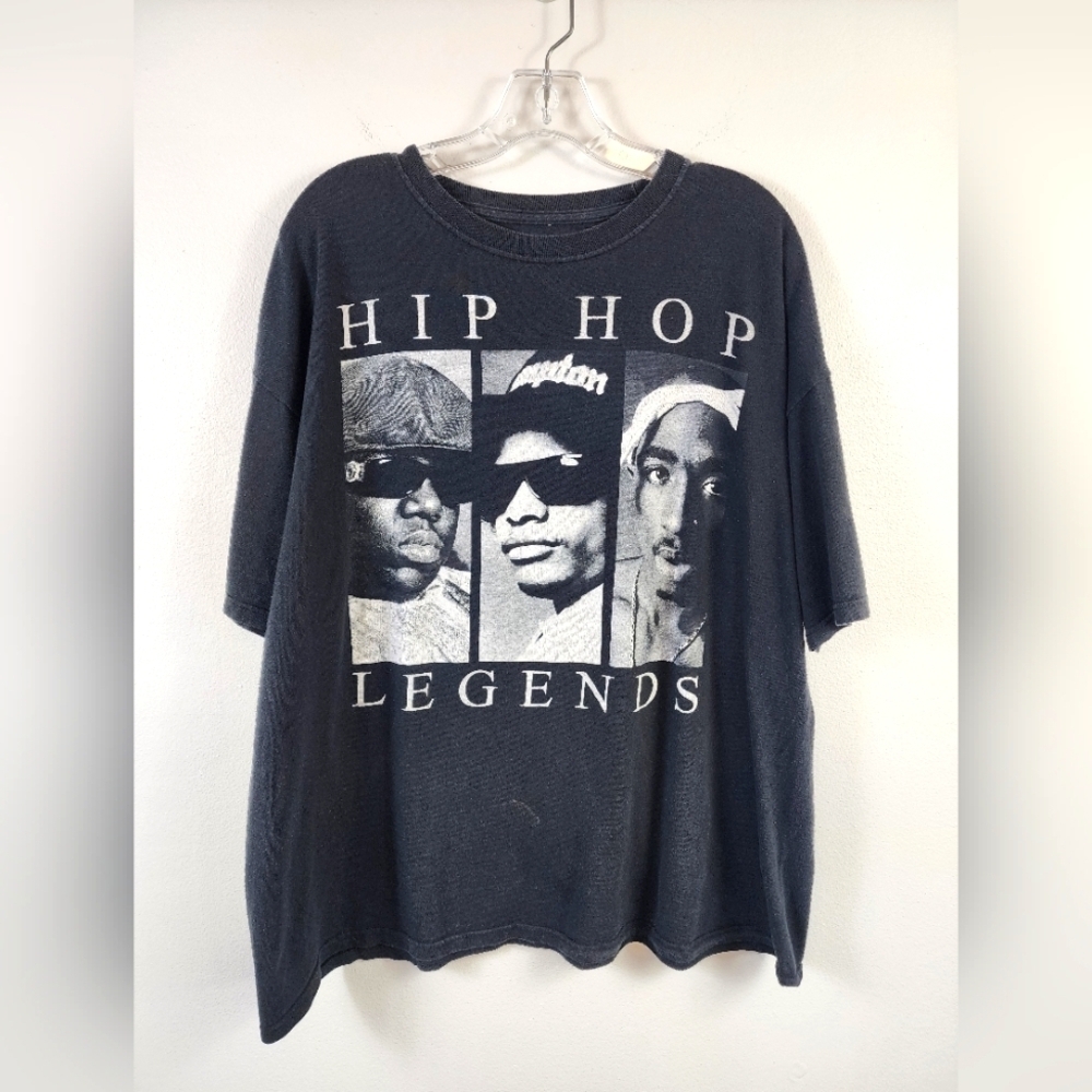 ORIGINAL FLAVOR Men's Black Hip Hop Legends Graphic Short Sleeve T-Shirt, sz XL